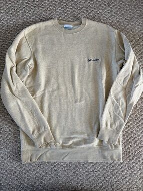 Columbia Men's Crewneck Sweater in Light Tan with Black Logo